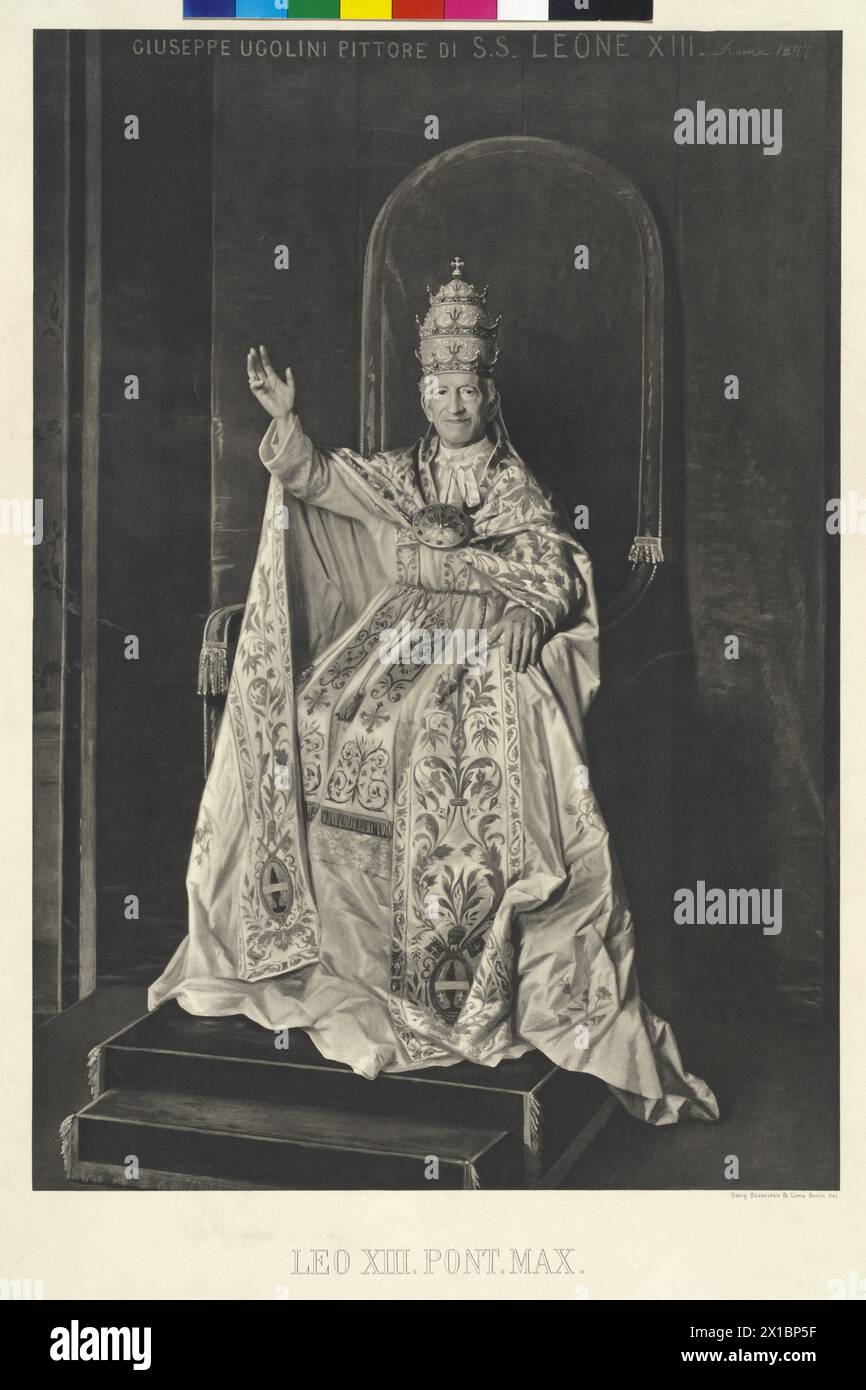 Léon XIII, pape, tableau de Giuseppe Ugolini, dépeint en héliographie, héliogravure, - 18970101_PD2209 - Rechteinfo : droits gérés (RM) Banque D'Images