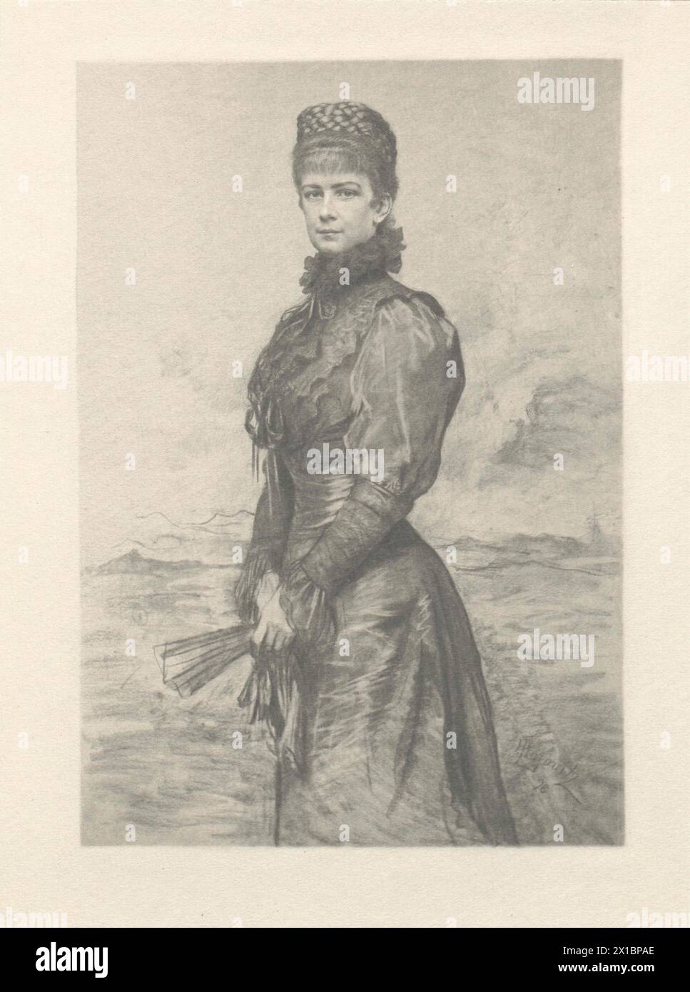 Elisabeth, impératrice d'Autriche, photographie à dessiner par Leopold Horovitz (d'après la photographie de Pietzner / Angerer) en jeton lors du meurtre d'Elisabeth, - 18990101 PD0666 - Rechteinfo : droits gérés (RM) Banque D'Images