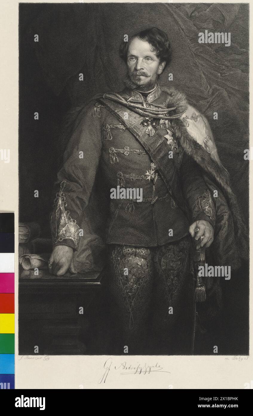 Andrassy, comte Julius, gravure de Jenoe Doby basée sur une peinture de Gyula Benczur. Fac-similé de la signature, - 19300101 PD19532 - Rechteinfo : droits gérés (RM) Banque D'Images