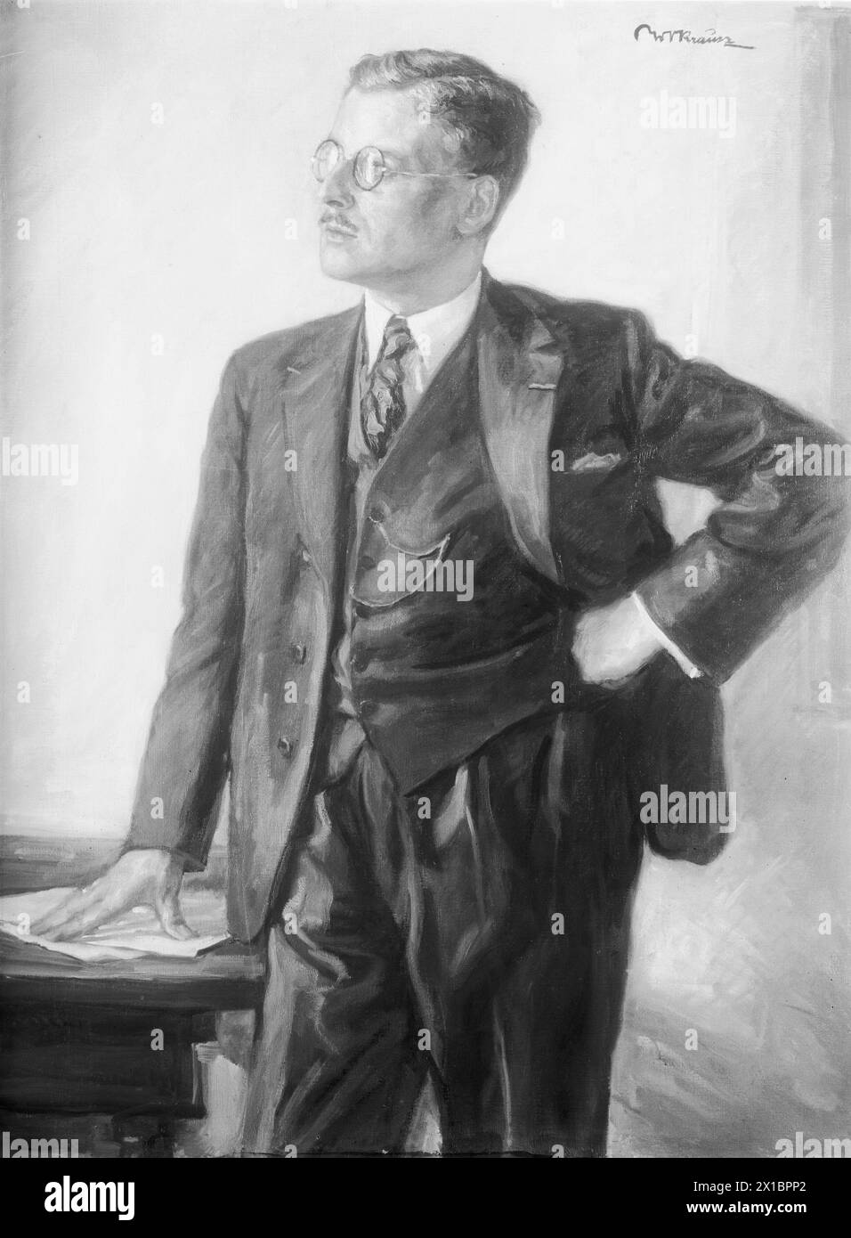 Schuschnigg, Kurt von, photo (debout à mi-longueur, 3 / 4 à gauche), peinture à l'huile de Wilhelm Victor Krausz, - 19300101 PD21607 - Rechteinfo : droits gérés (RM) Banque D'Images