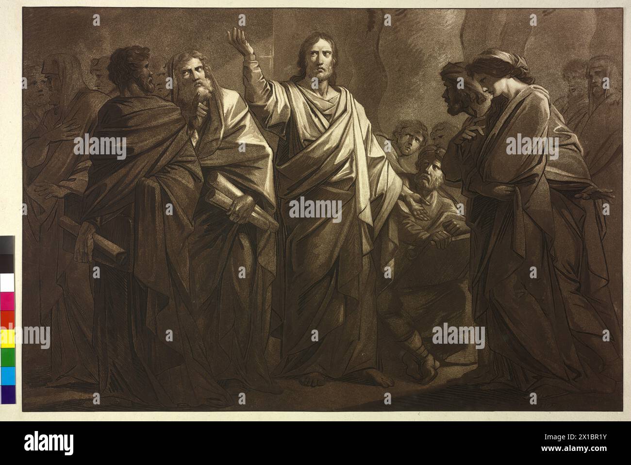 Christ et l'adultère, estampe aquatinte de Henry Frederick Fueger, - 19300101 PD23874 - Rechteinfo : droits gérés (RM) Banque D'Images