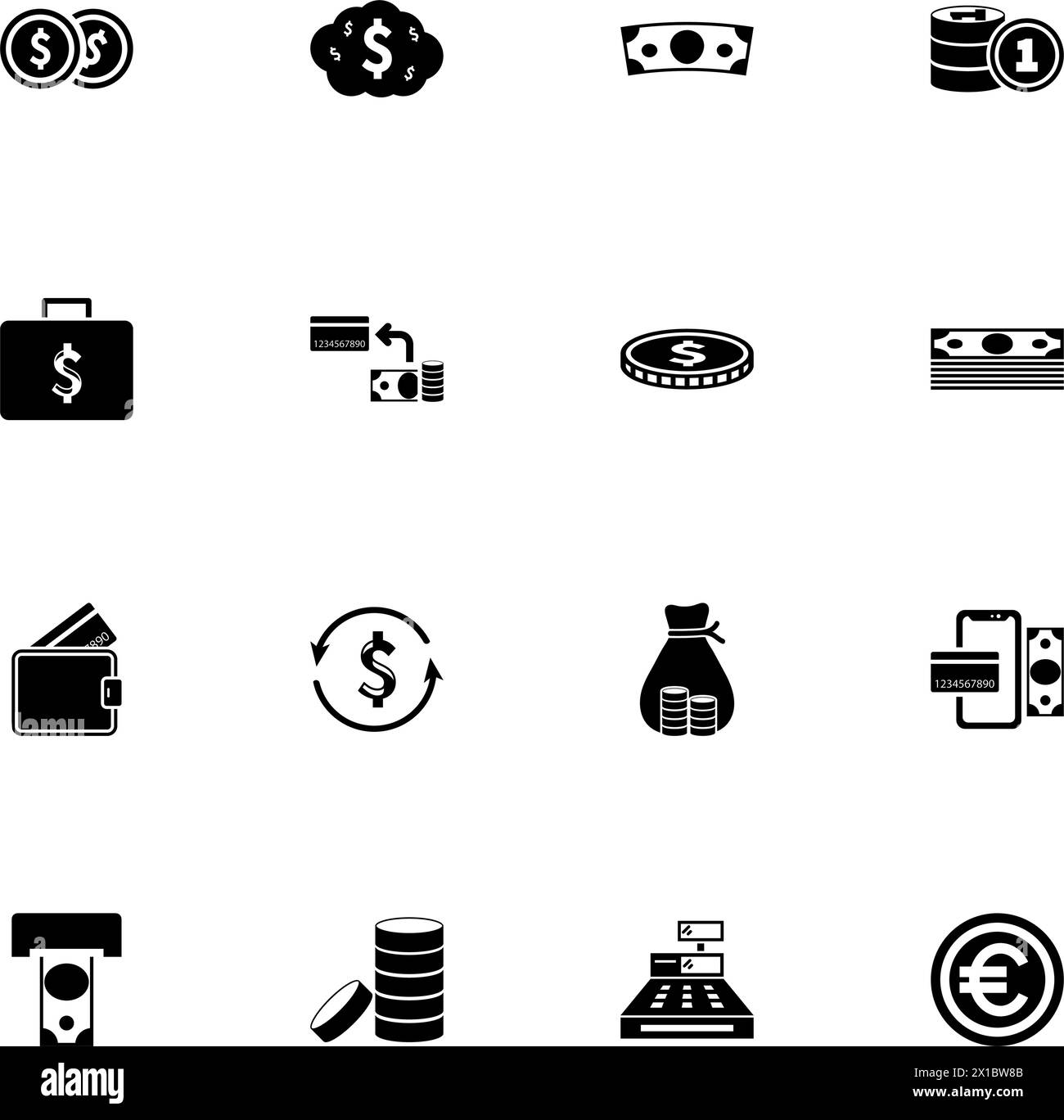 Icône argent - agrandir à n'importe quelle taille - changer à n'importe quelle couleur. Perfect Flat Vector contient des icônes telles que pièces de monnaie, valise, dollar, euro, pile de billets, sac Illustration de Vecteur