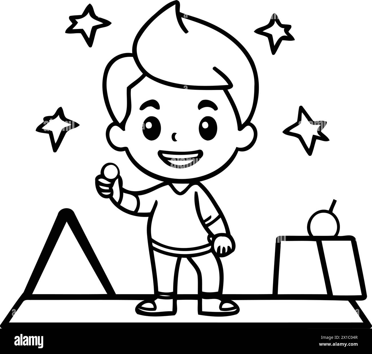 Mignon petit garçon jouant avec pétard. Illustration vectorielle de dessin animé. Illustration de Vecteur