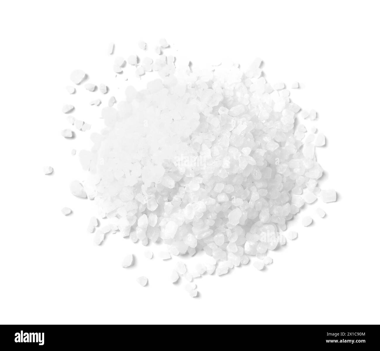 Sel naturel isolé sur blanc, vue de dessus Banque D'Images