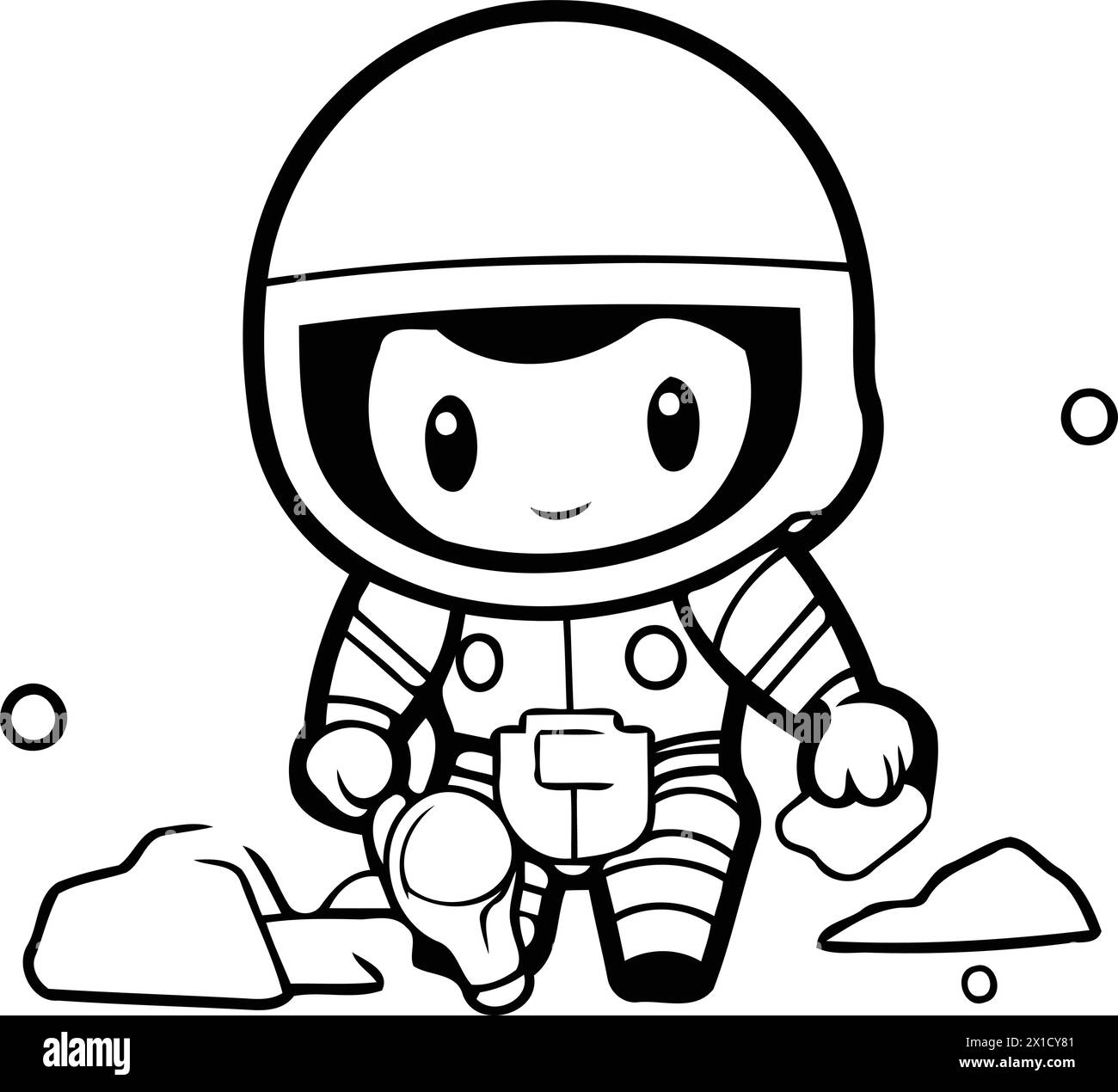 Illustration vectorielle de dessin animé astronaute. Mignon petit garçon dans le jeu de costume spatial jouant. Illustration de Vecteur