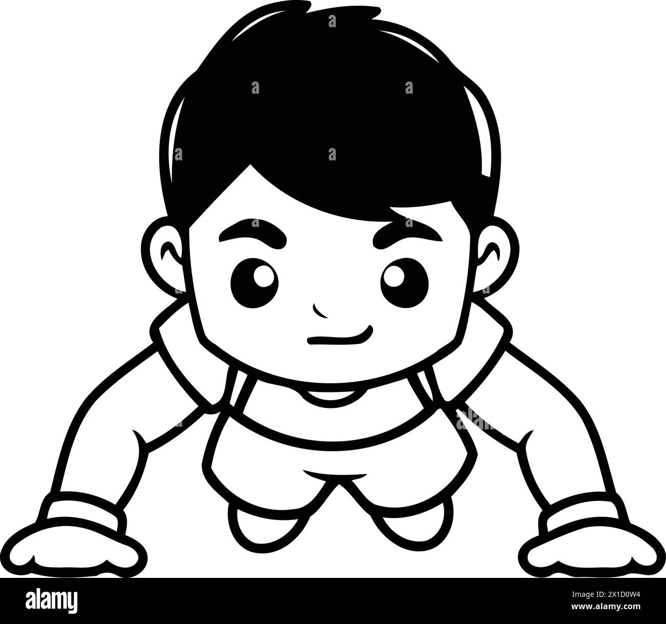 mignon petit garçon faisant des pompes. illustration vectorielle de dessin animé. Illustration de Vecteur