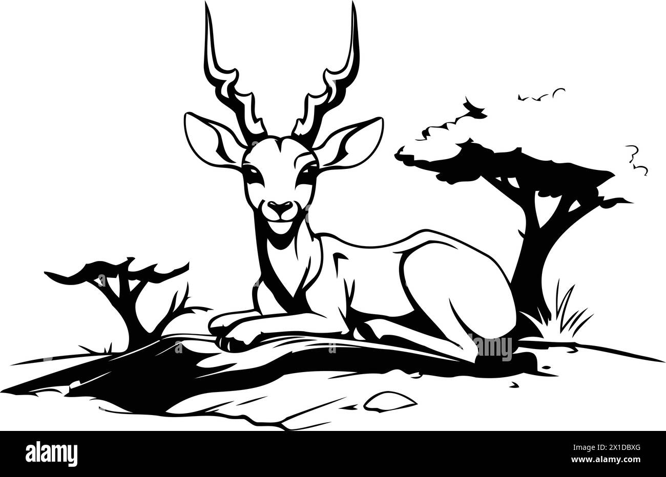 Antilope africaine dans la savane africaine. Illustration vectorielle. Illustration de Vecteur