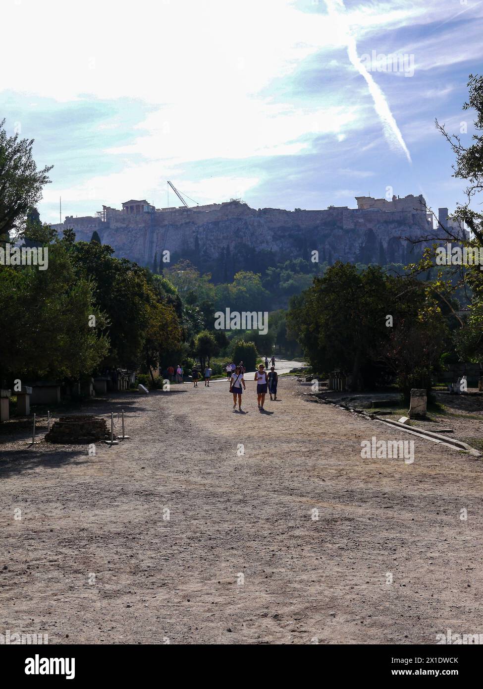 La vue de l'Acropole d'Athènes vue depuis la colline de Filopappou, Athènes, Grèce Banque D'Images