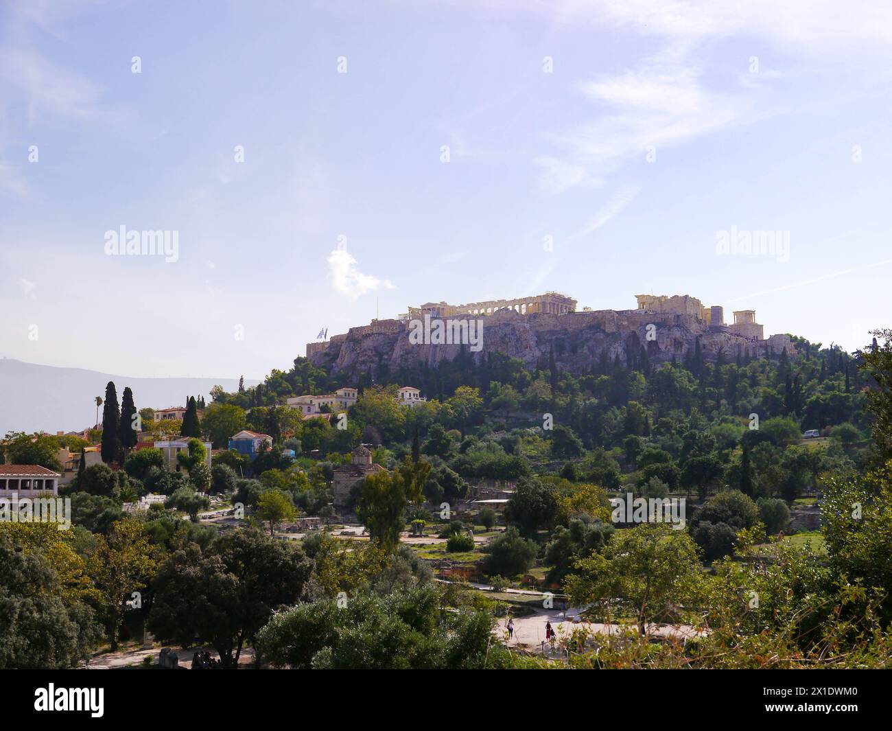 La vue de l'Acropole d'Athènes vue depuis la colline de Filopappou, Athènes, Grèce Banque D'Images