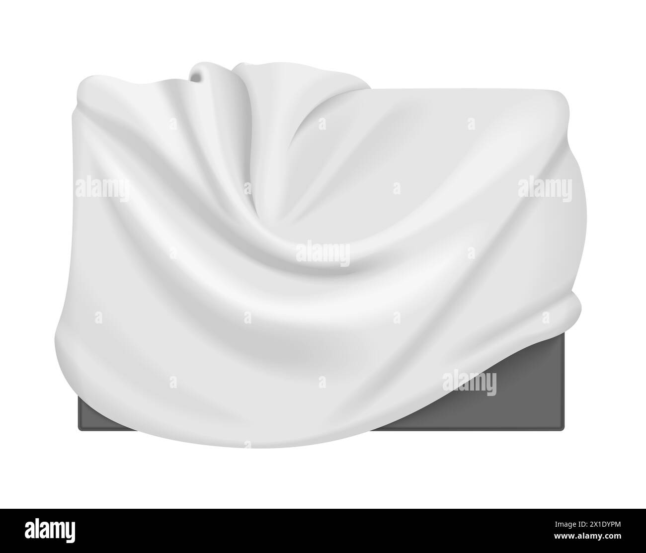 Couverture en tissu blanc 3D sur boîte, podium ou piédestal recouvert d'illustration vectorielle en tissu de soie Illustration de Vecteur