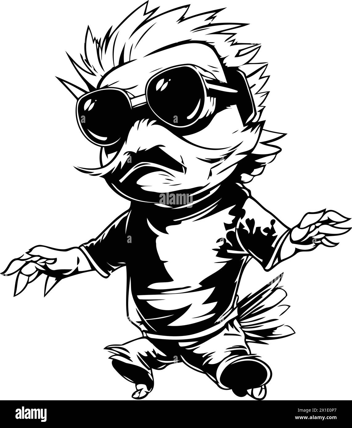 Illustration vectorielle d'un garçon punk dans des lunettes de soleil sur un fond blanc. Illustration de Vecteur