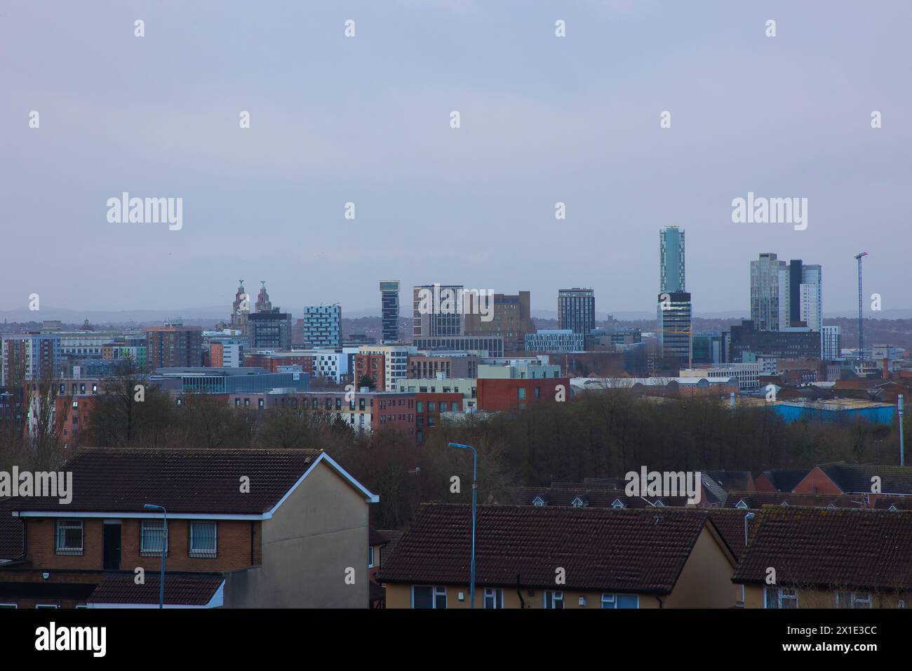 Angleterre, Liverpool - 29 décembre 2023 : horizon du centre-ville de Liverpool. Banque D'Images