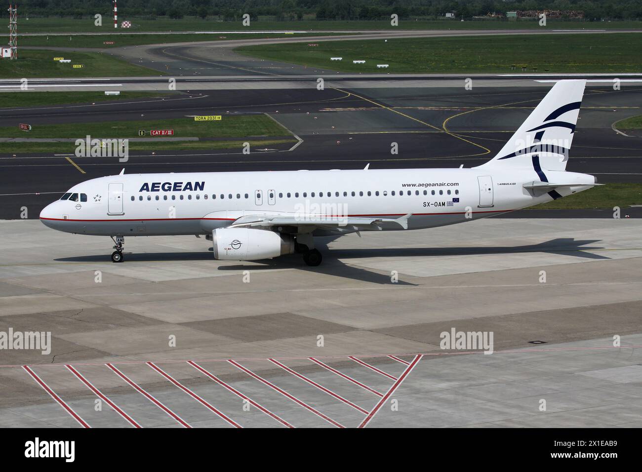 Greek Aegean Airlines Airbus A320-200 immatriculé SX-OAM à l'aéroport de Dusseldorf Banque D'Images