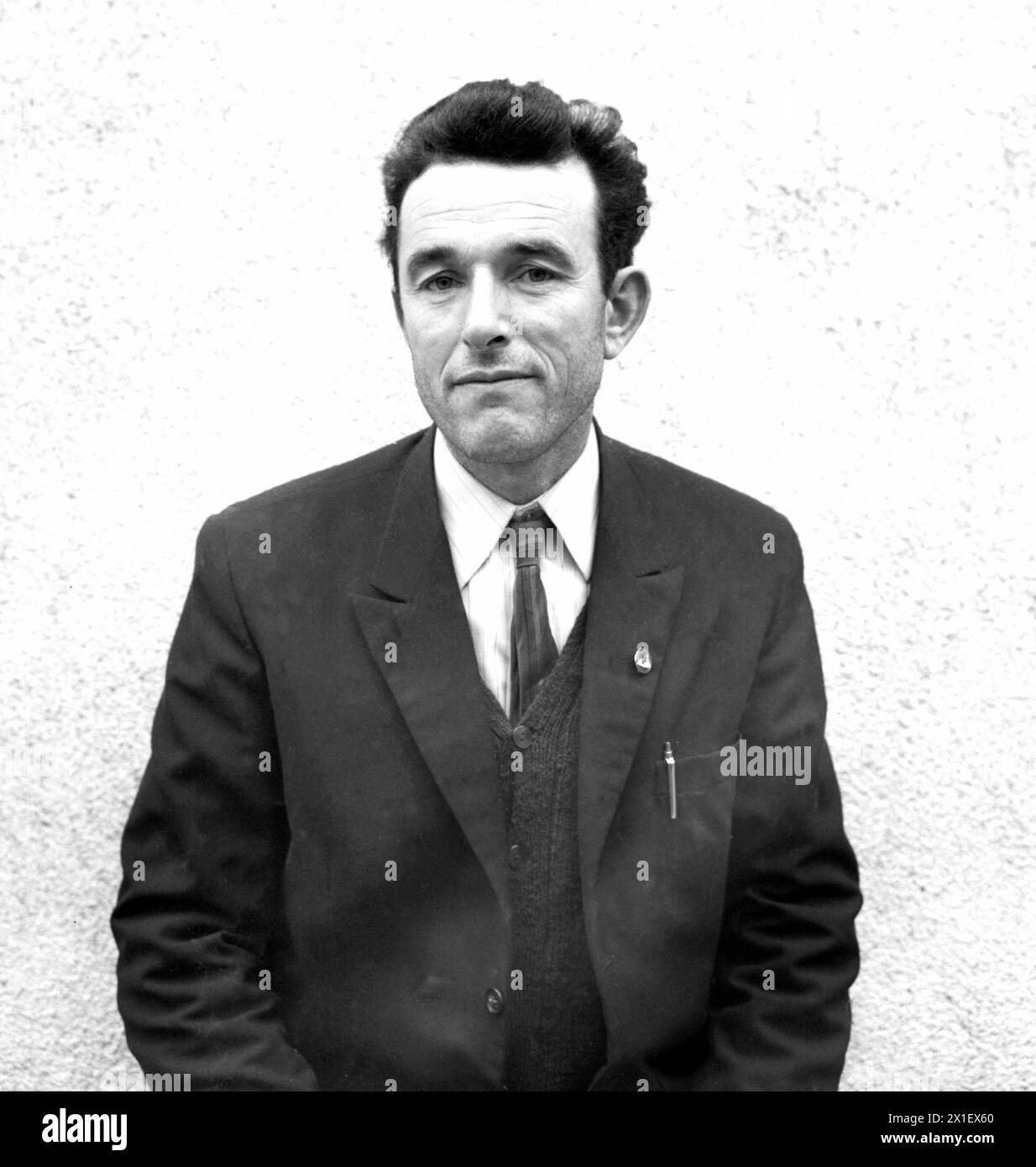 Portrait d'un homme en République socialiste de Roumanie dans les années 1970 Banque D'Images