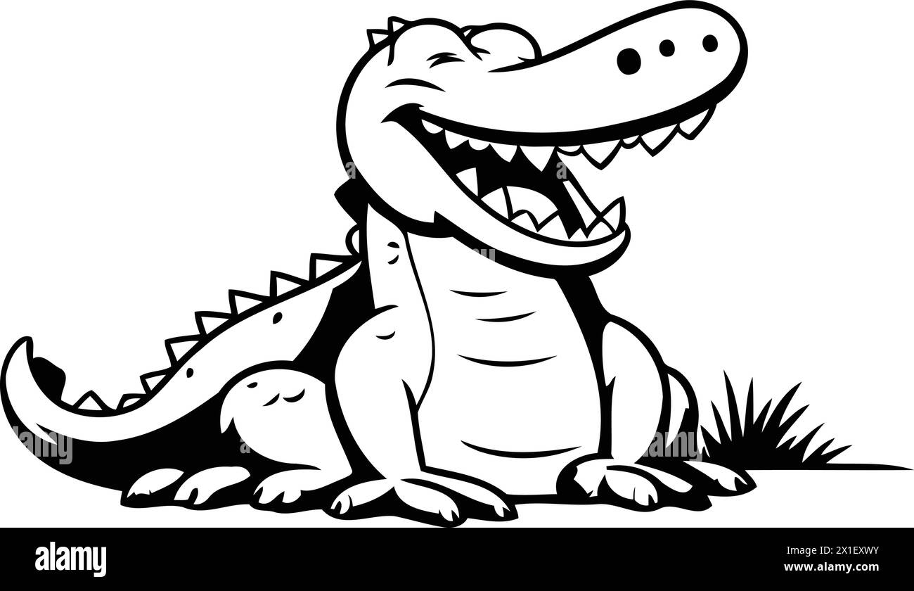 Illustration vectorielle crocodile. Mignon crocodile de dessin animé. Illustration de Vecteur
