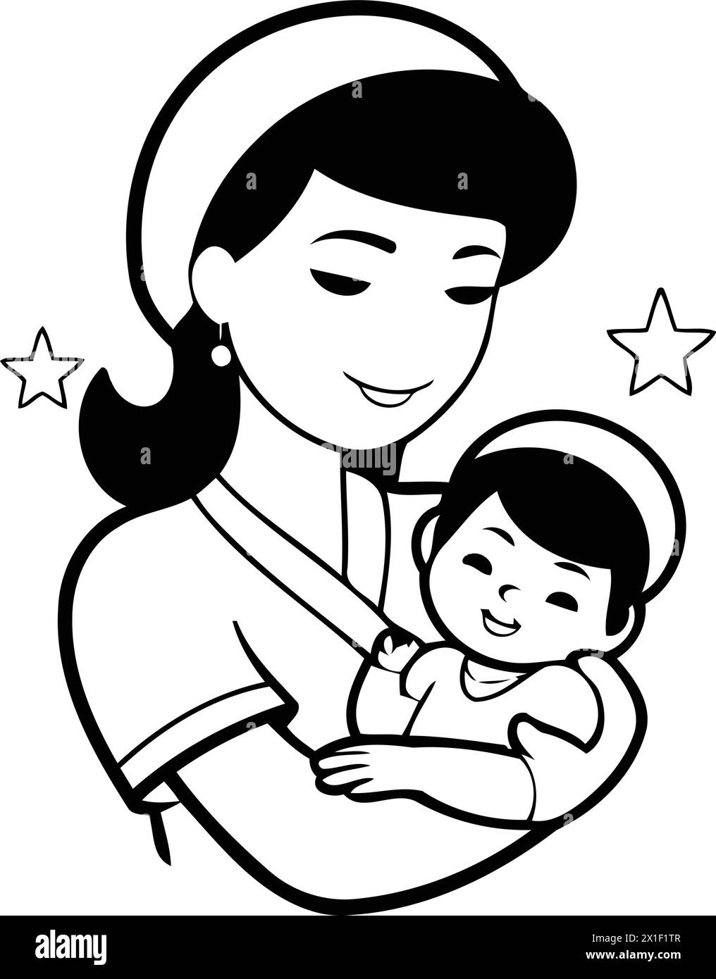 Mère tenant son nouveau-né dans ses bras. Illustration vectorielle dans un style plat Illustration de Vecteur