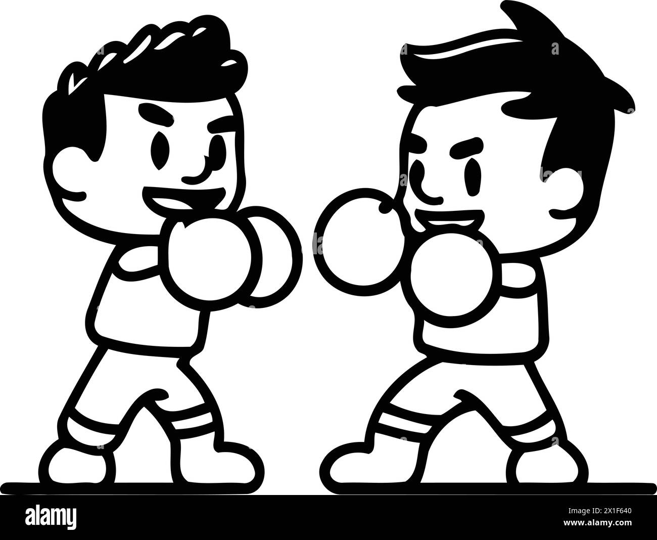 Paire de boxeurs en sparring. Illustration vectorielle dans le style de dessin animé. Illustration de Vecteur