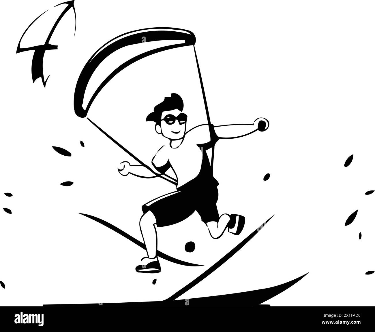 Kitesurf. sport extrême. illustration vectorielle de kitesurf. Illustration de Vecteur