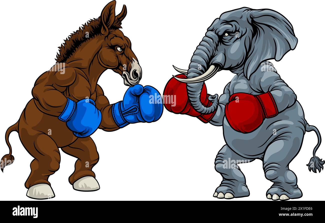 Parti républicain démocrate Elephant Donkey Illustration de Vecteur