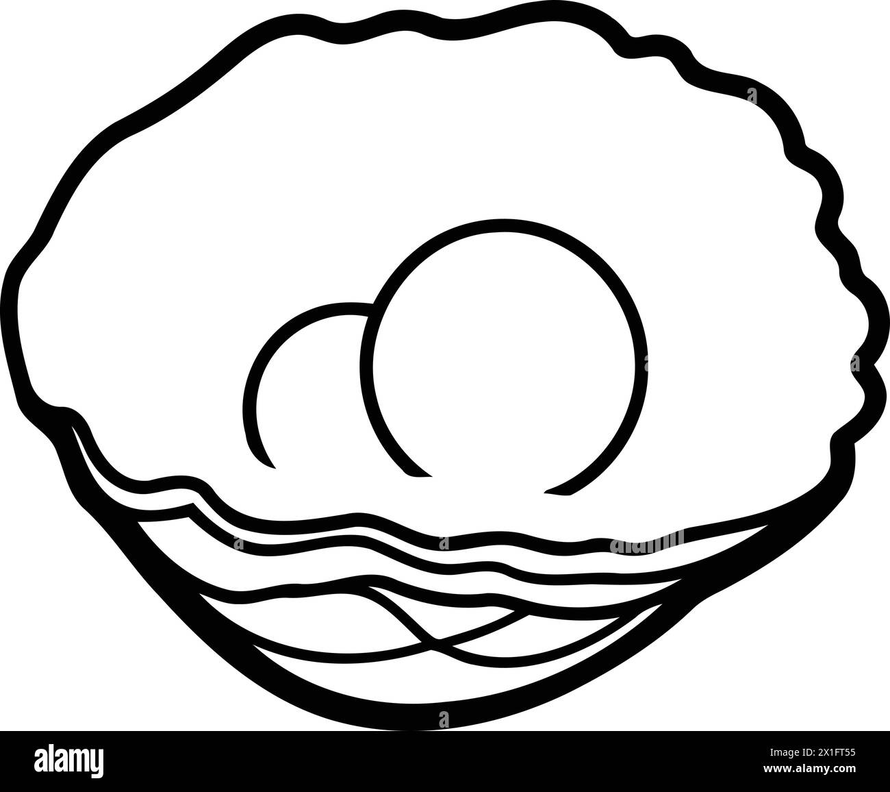Illustration d'une coquille d'huître avec perle à l'intérieur. Illustration vectorielle. Illustration de Vecteur