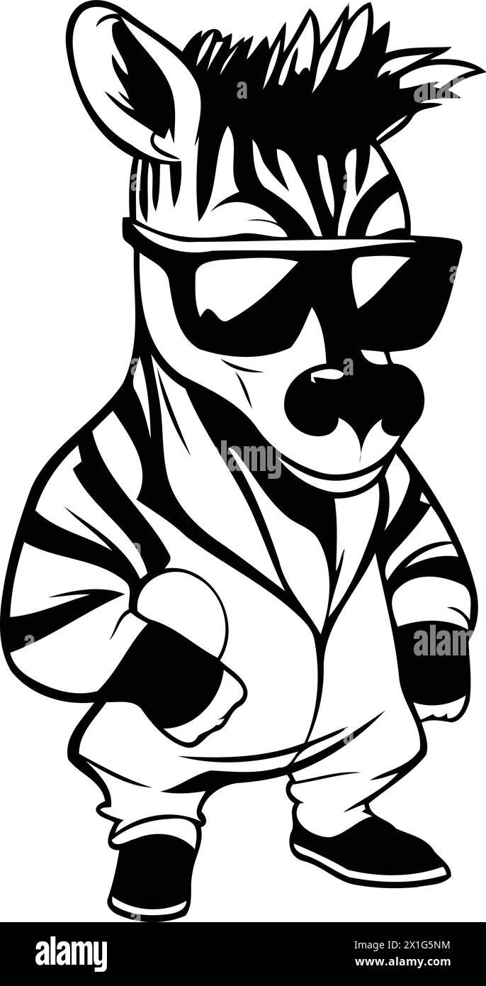 Zebra en lunettes de soleil. Illustration vectorielle d'un zèbre de dessin animé. Illustration de Vecteur