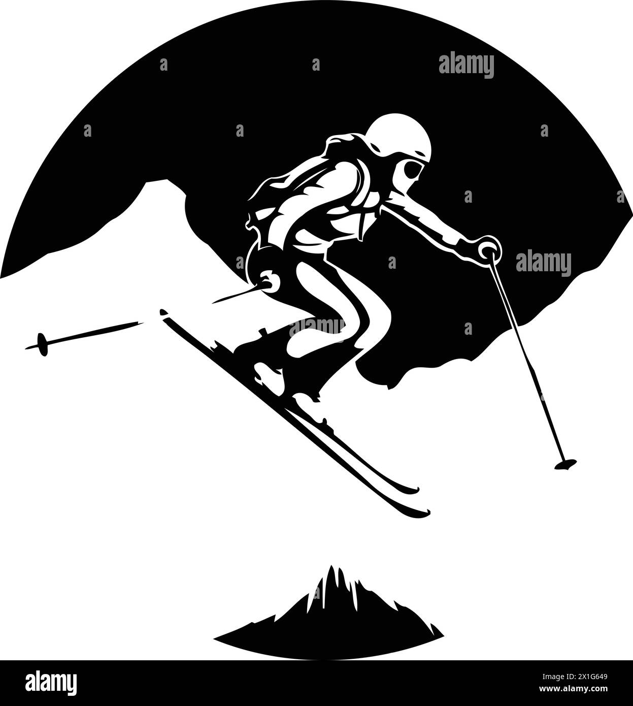 Femme skieuse dans les montagnes. Illustration vectorielle sur fond blanc. Illustration de Vecteur