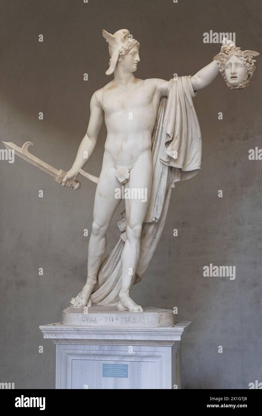 Persée statue en marbre triomphant avec tête de méduse. Vatican, Italie Banque D'Images