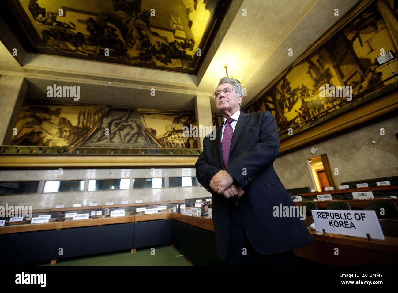 Le Président fédéral autrichien Dr Heinz Fischer au palais des Nations à Genève le 2013/06/10. Fischer reste trois jours en Suisse. - 20130610_PD0995 - Rechteinfo : droits gérés (RM) Banque D'Images