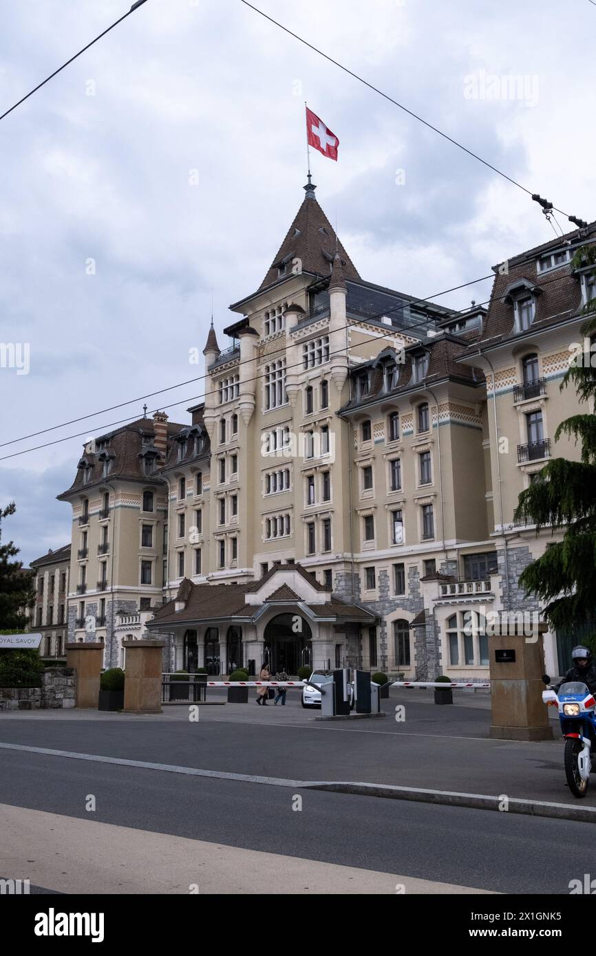 Hotel Royal Savoy Lausanne en Suisse le 19 mai 2023. Lausanne est une ville suisse situee sur la rive nord du lac Leman, capitale du canton de Vaud. Banque D'Images