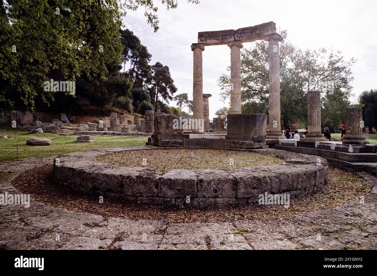 Le Philippeion, ancienne Olympia, Olympie, Grèce. Banque D'Images