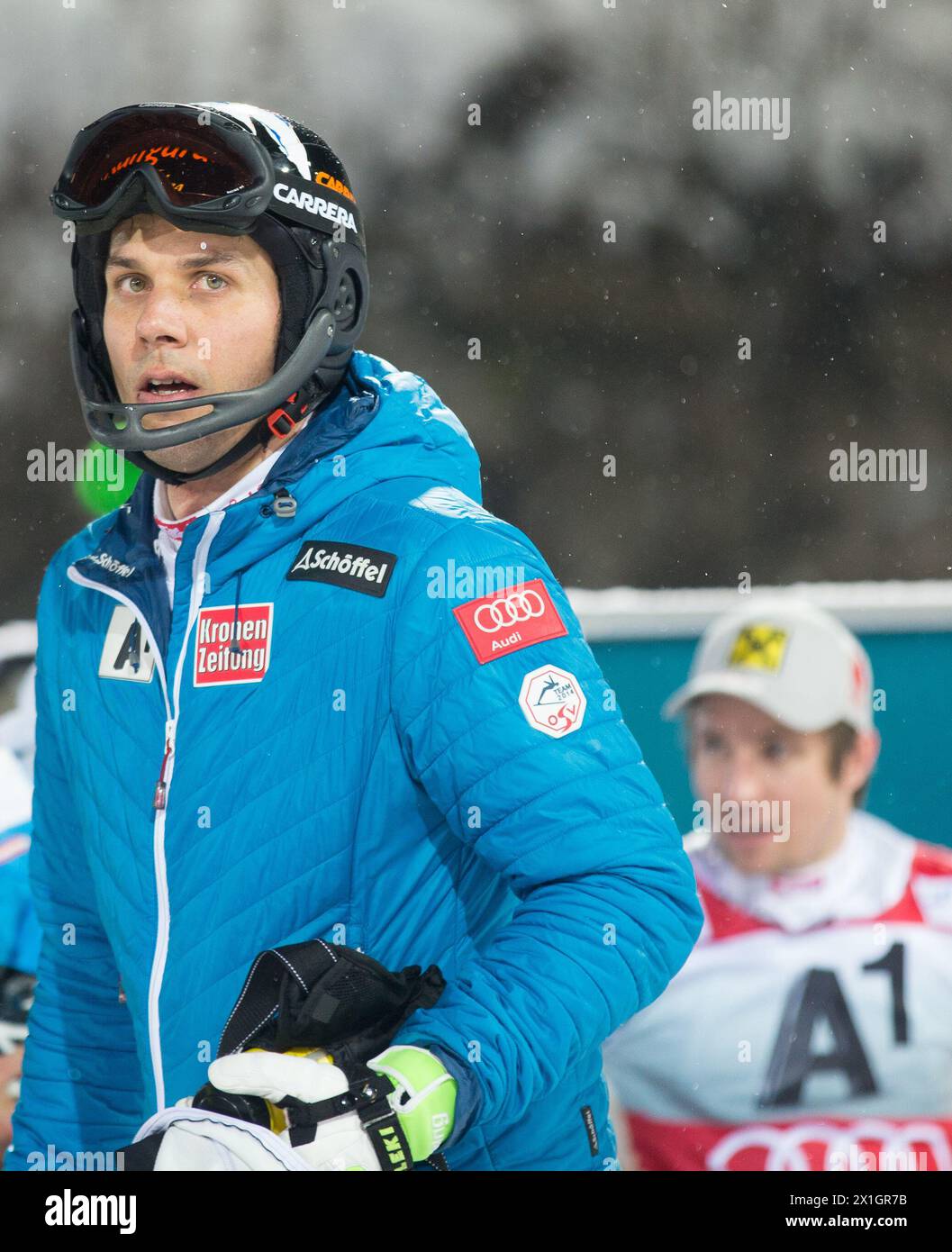 Mario Matt lors de la course masculine de slalom de la Coupe du monde de ski alpin FIS à Schaldming, Autriche, 28 janvier 2014. - 20140128 PD5143 - Rechteinfo : droits gérés (RM) Banque D'Images