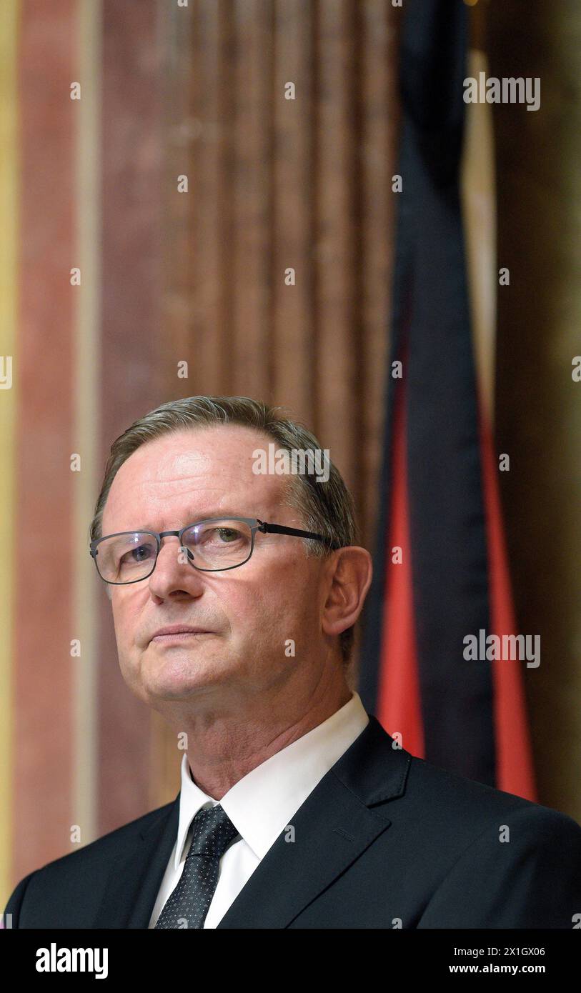 Karlheinz Kopf, deuxième président du Parlement autrichien lors d'une conférence de presse le 3 août 2014 à Vienne, dans le contexte du décès de Barbara Prammer, présidente du parlement autrichien. - 20140803 PD0622 - Rechteinfo : droits gérés (RM) Banque D'Images