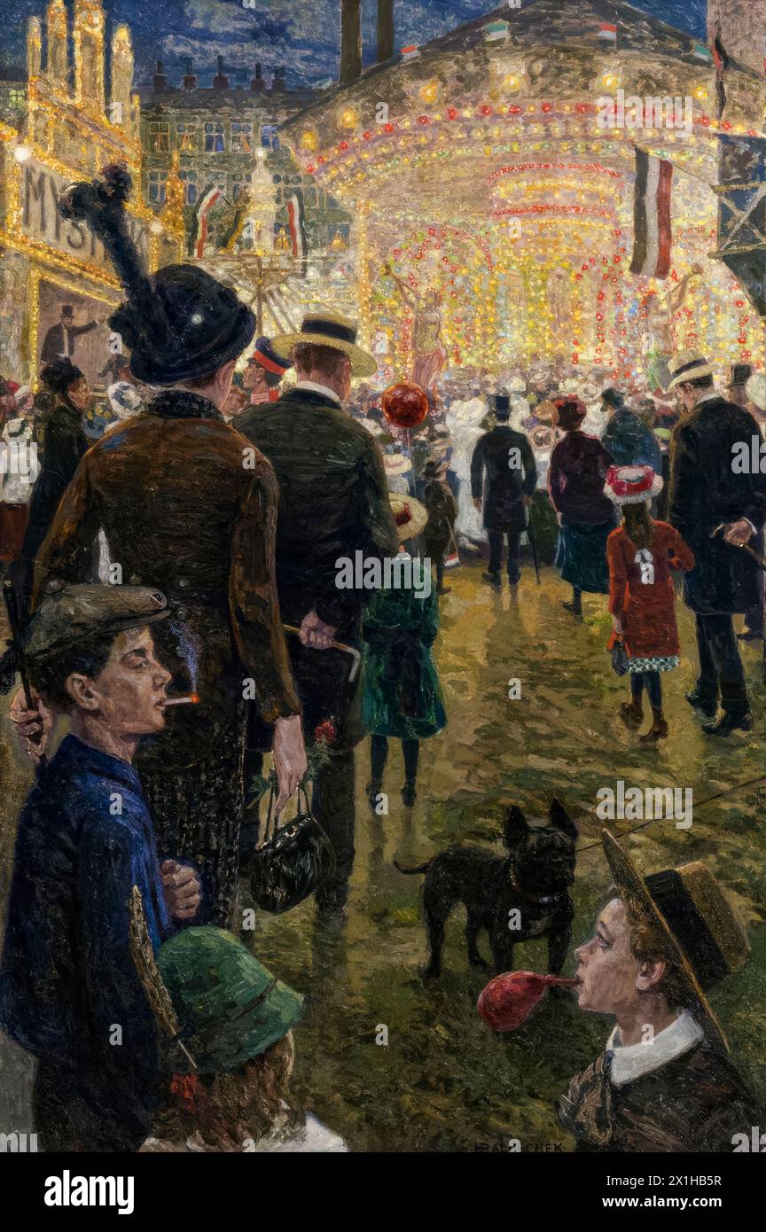 Hans Baluschek, Berliner Rummelplatz (parc des expositions de Berlin), peinture à l'huile sur toile, 1914 Banque D'Images