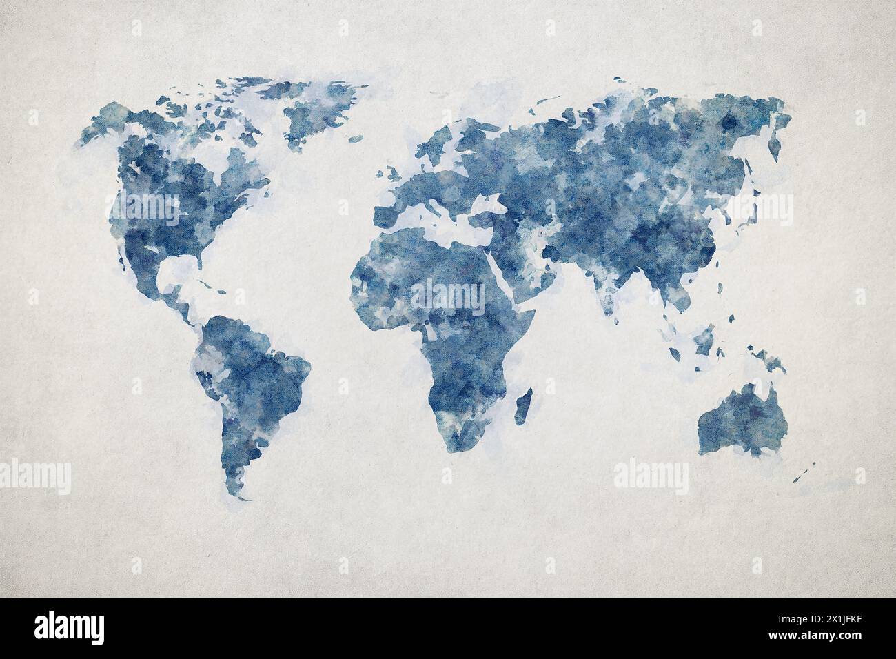 Carte du monde grunge sur fond de papier vintage dans le style aquarelle. Banque D'Images