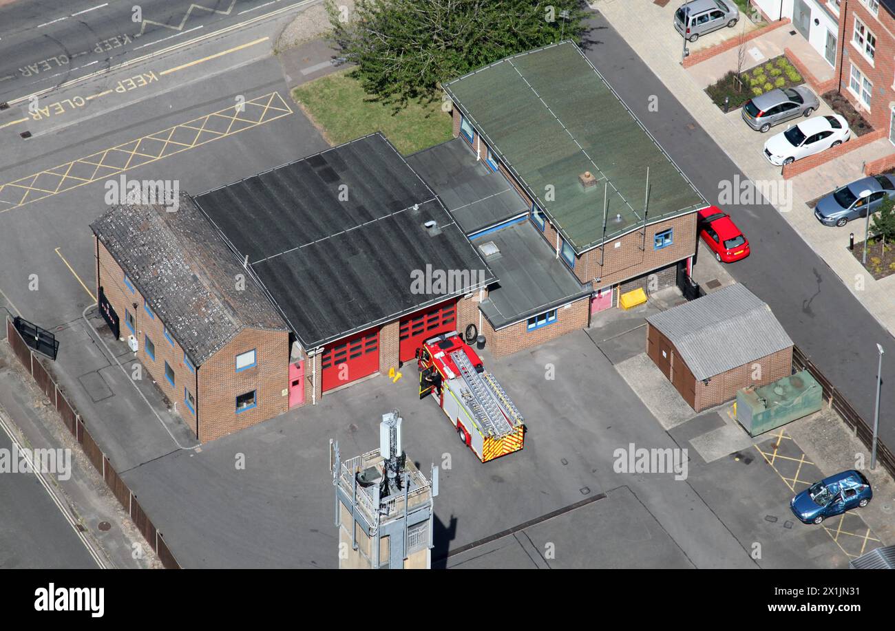 Vue aérienne de la caserne de pompiers d'Abingdon dans l'Oxfordshire Banque D'Images