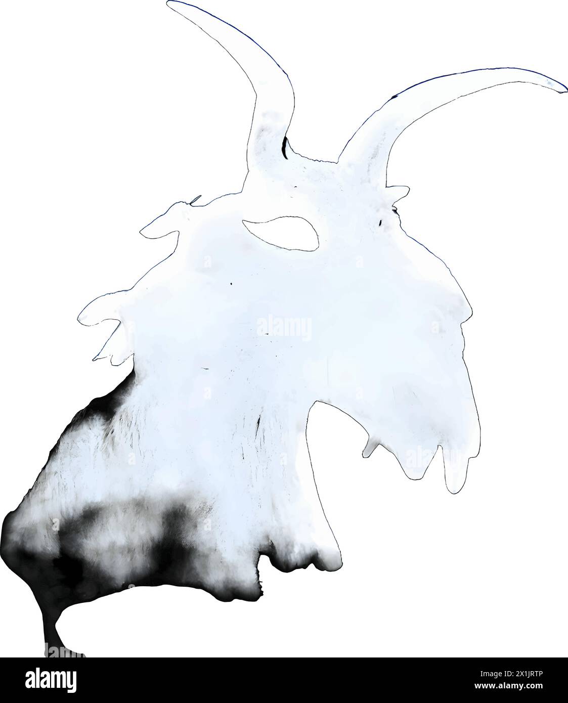 Illustration vectorielle d'une chèvre en silhouette blanche sur un fond noir propre, capturant des formes gracieuses. Illustration de Vecteur