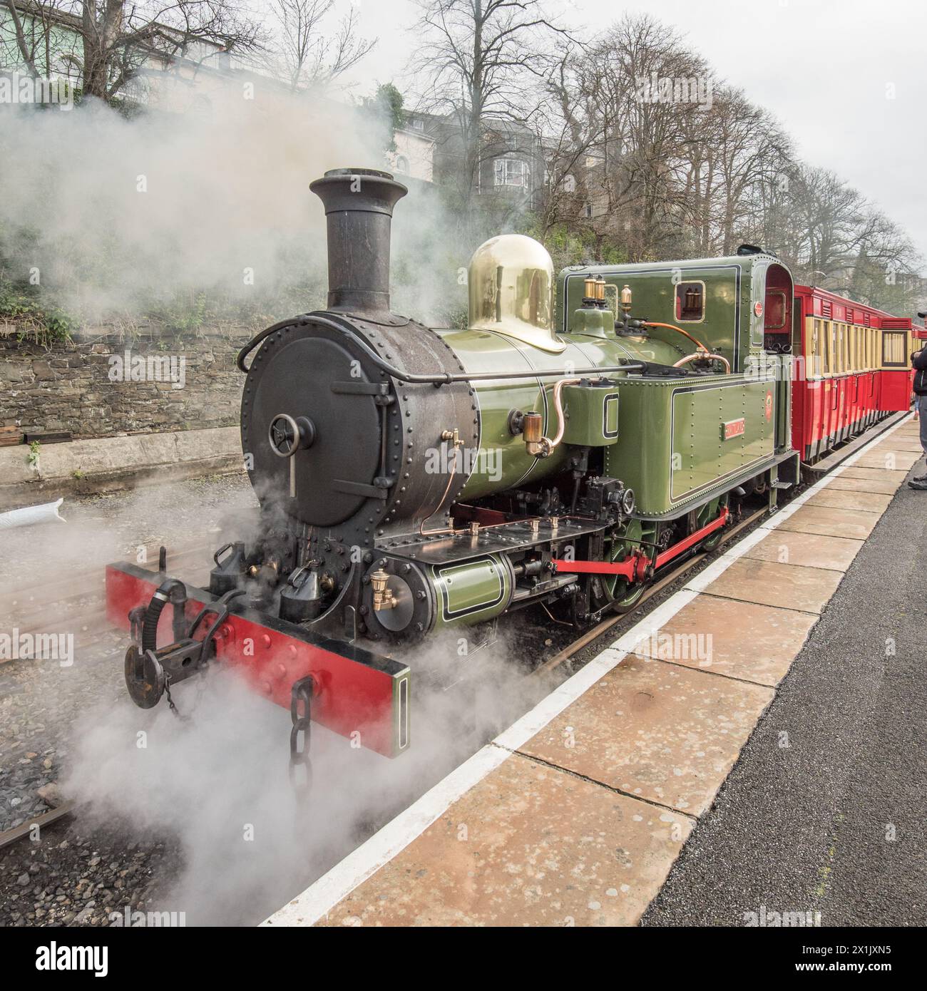 Isle of Man Steam Railway, Manx Raad Yiarn Vannin, chemin de fer à voie étroite à vapeur relie Douglas castletown et Port Erin. Banque D'Images