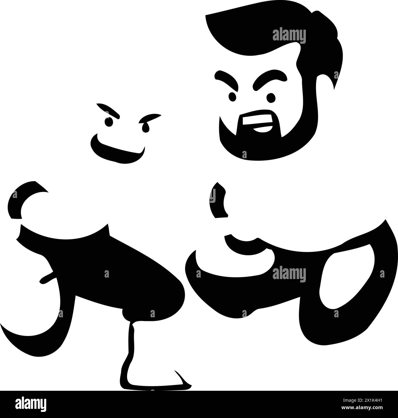 Illustration vectorielle de dessin animé de deux combattants de karaté forts battant ensemble. Illustration de Vecteur