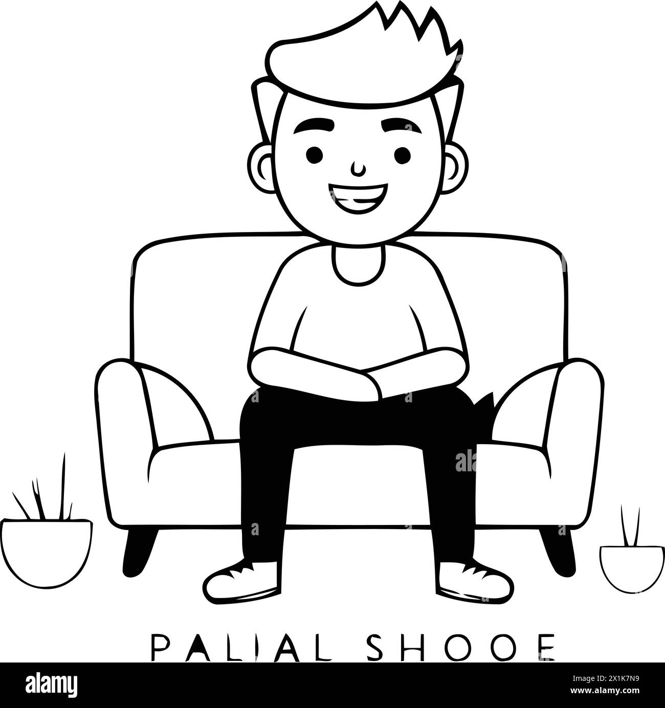 Illustration vectorielle d'un jeune homme assis sur un canapé dans un style plat Illustration de Vecteur