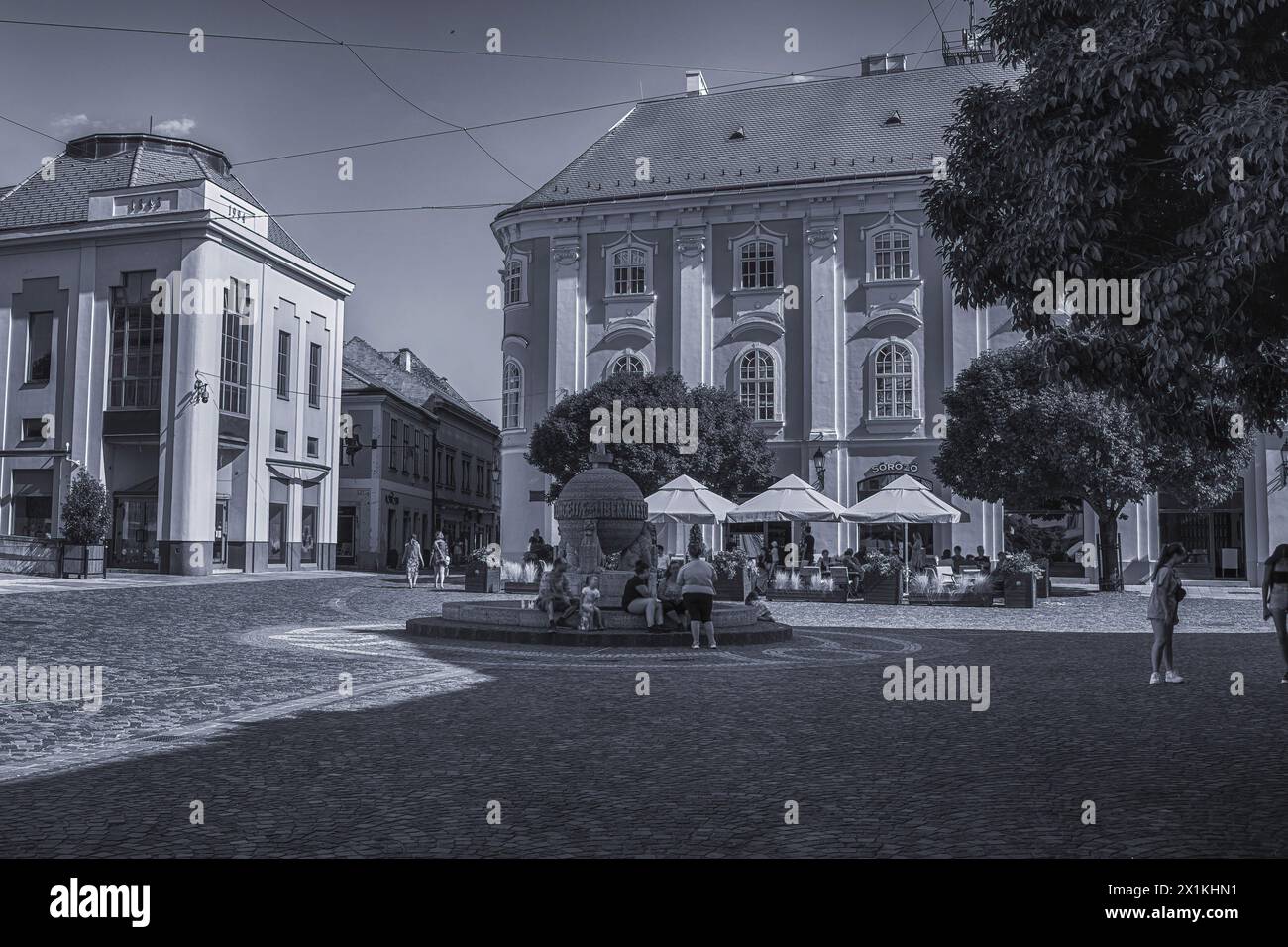 ORB et place de la mairie à Szekesfehervar, Hongrie. Banque D'Images