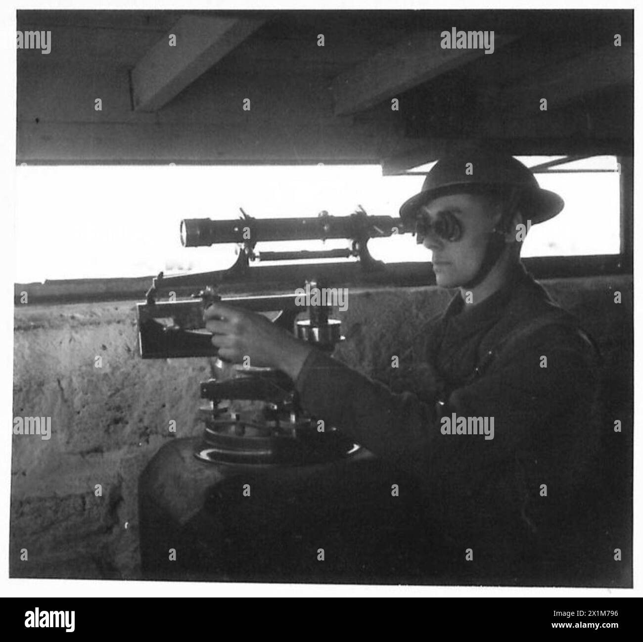 Télémètre d'un canon naval de 6 pouces positionné sur la côte islandaise à Grotta Camp, armée britannique. Banque D'Images