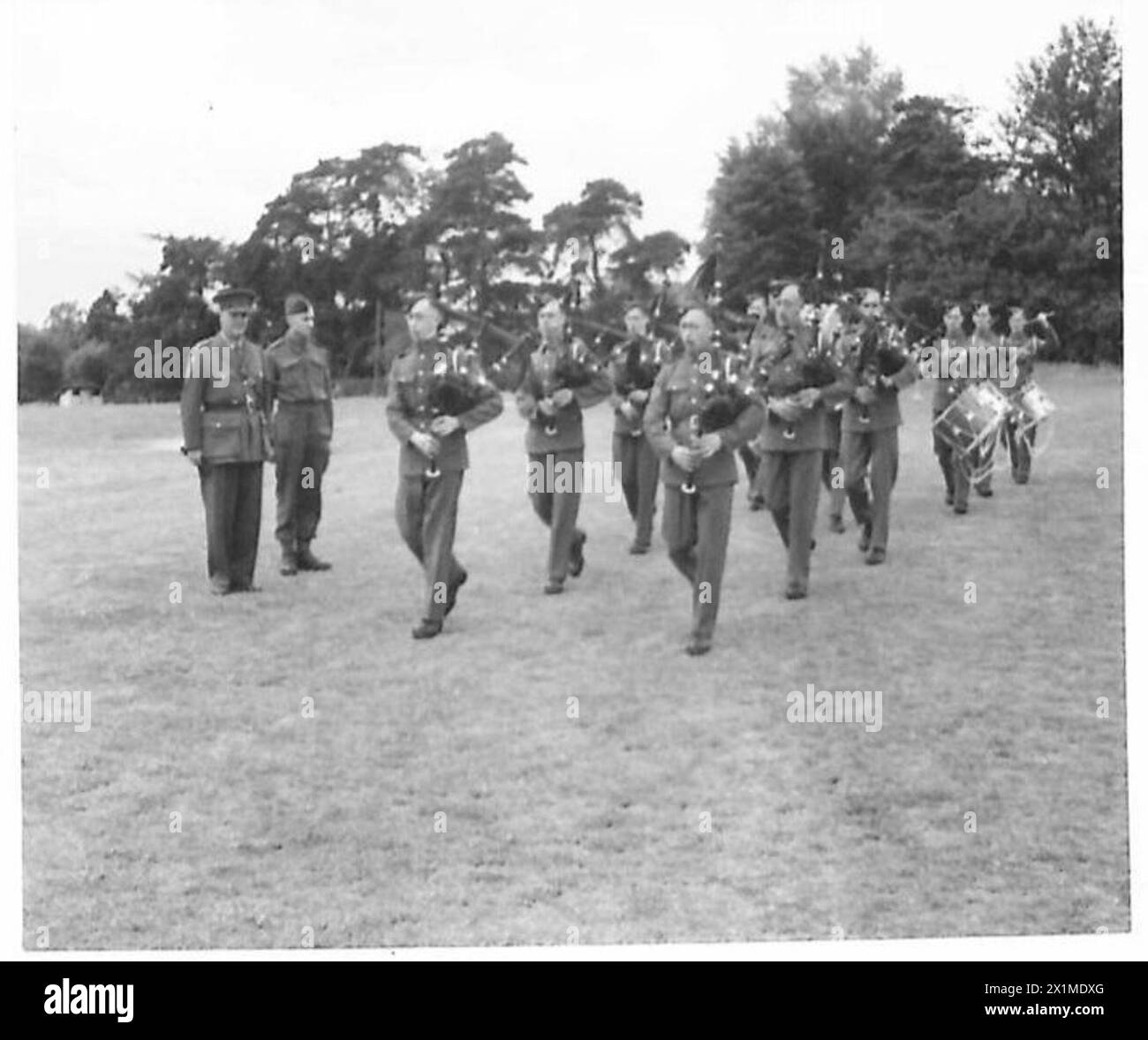Le Pioneer Company pipe band est montré pendant les répétitions, British Army. Banque D'Images