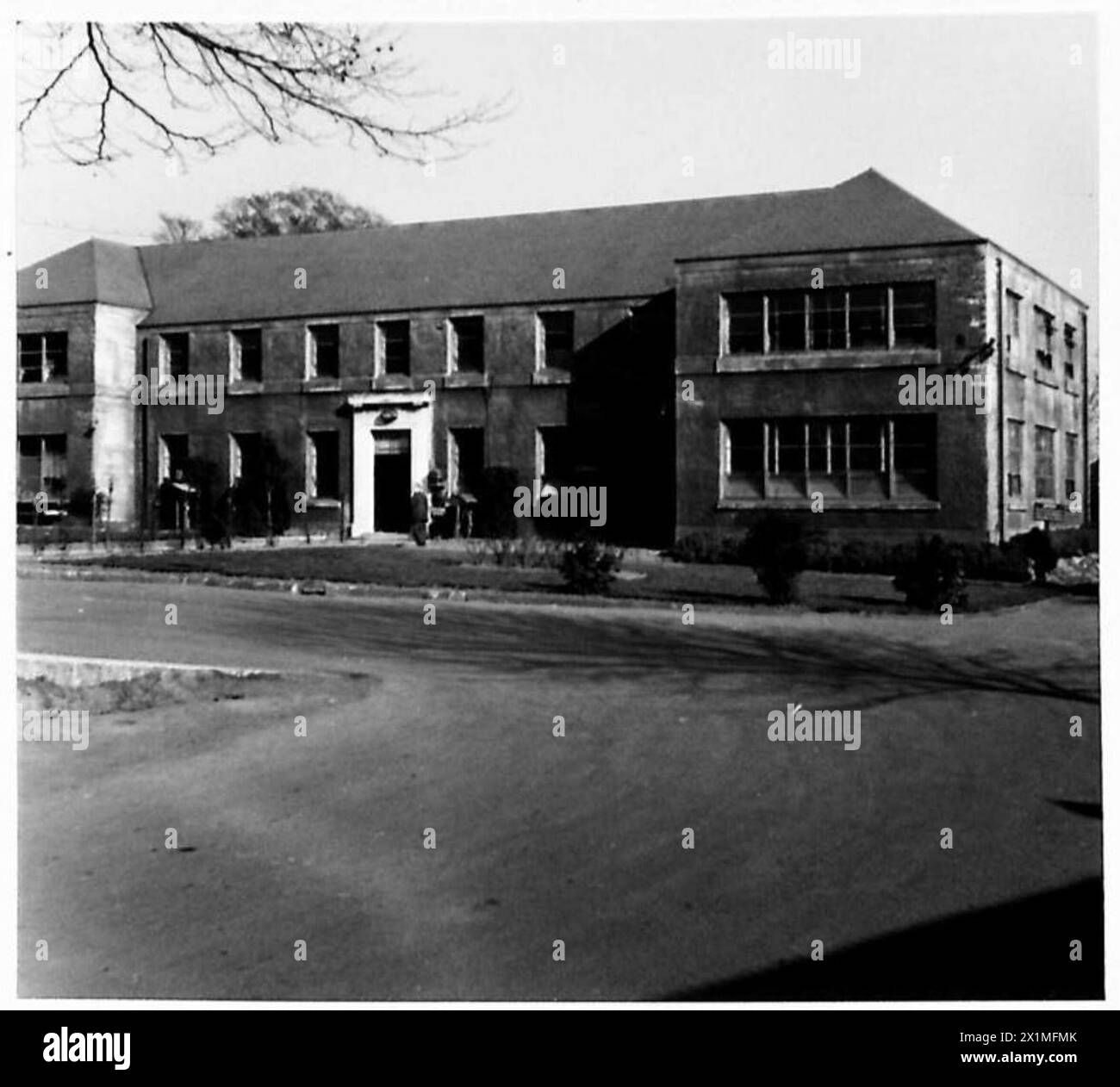 Le bâtiment du quartier général du dépôt central R.A.O.C. montrant les opérations administratives et logistiques menées par le personnel de l'armée britannique. Banque D'Images