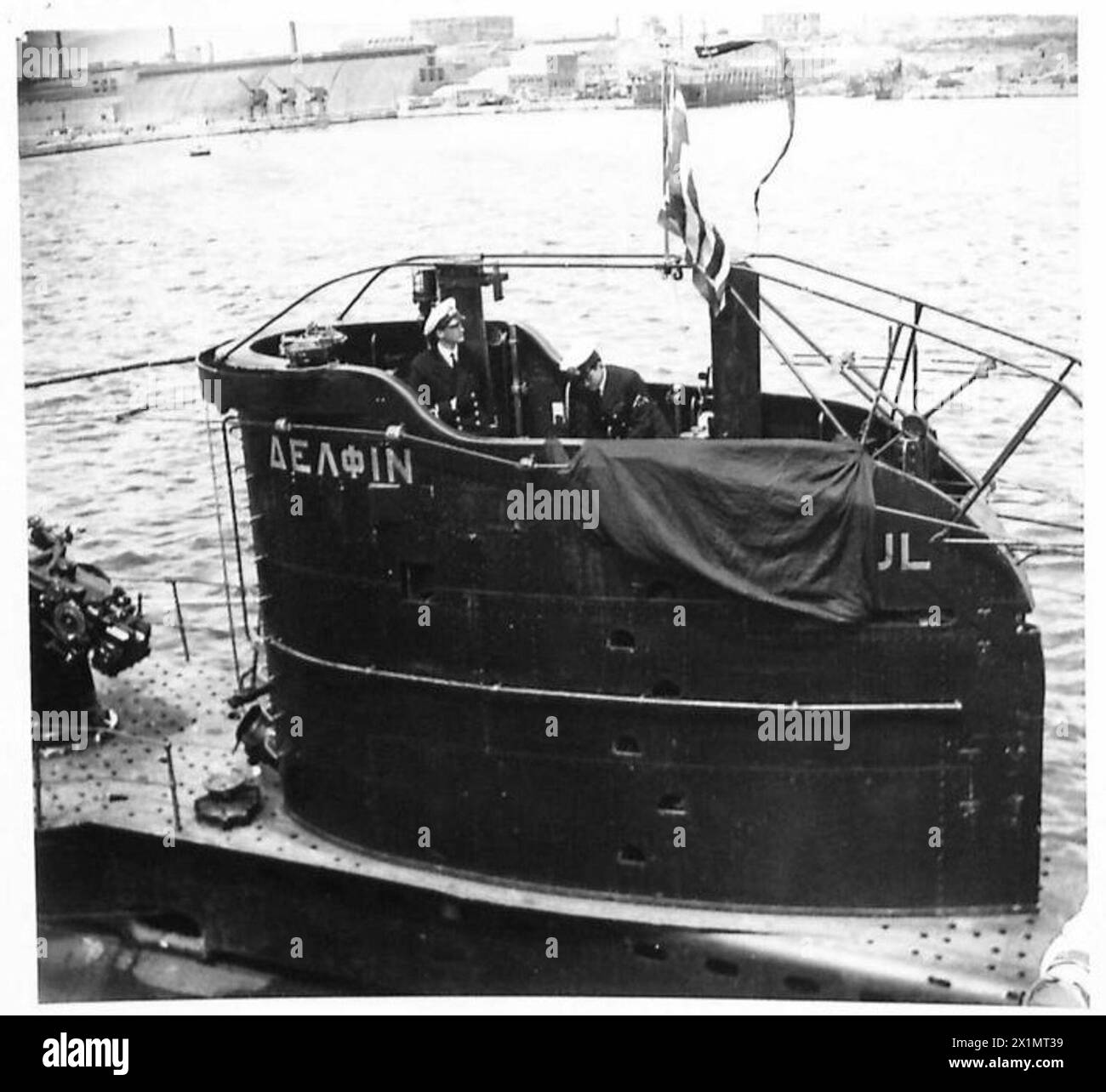 Le sous-marin britannique anciennement nommé VENGEFUL est transféré à la Royal Hellenic Navy et renommé DELPHIN, British Army. Banque D'Images