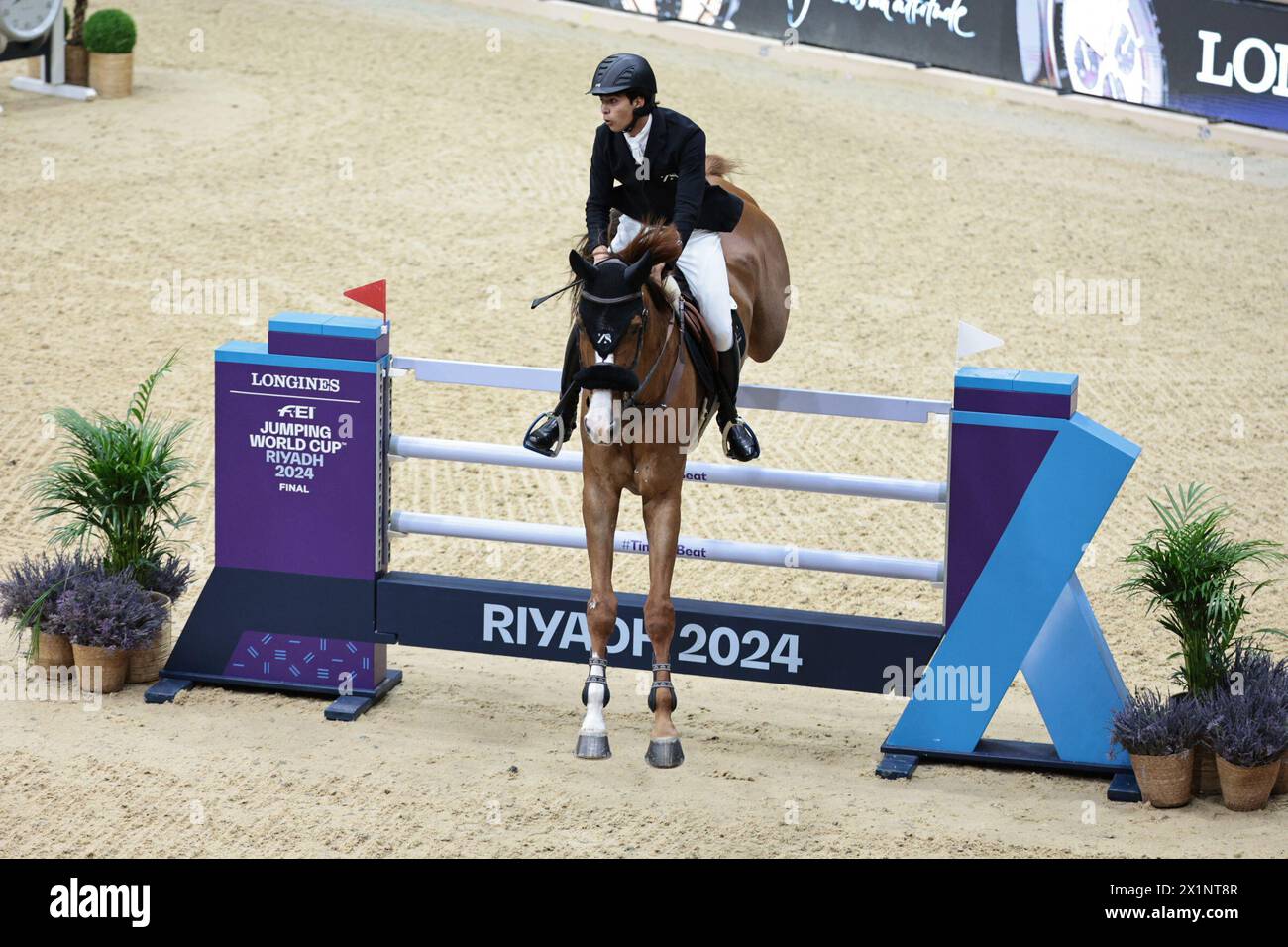 Ramzy Al Duhami d'Arabie Saoudite avec Untouchable 32 lors de la Longines FEI Jumping World Cup™ - finale I à la FEI World Cup™ finale Riyad le 17 avril 2024, Riyad International Convention and Exhibition Center, Royaume d'Arabie Saoudite (photo de Maxime David - MXIMD Pictures) Banque D'Images