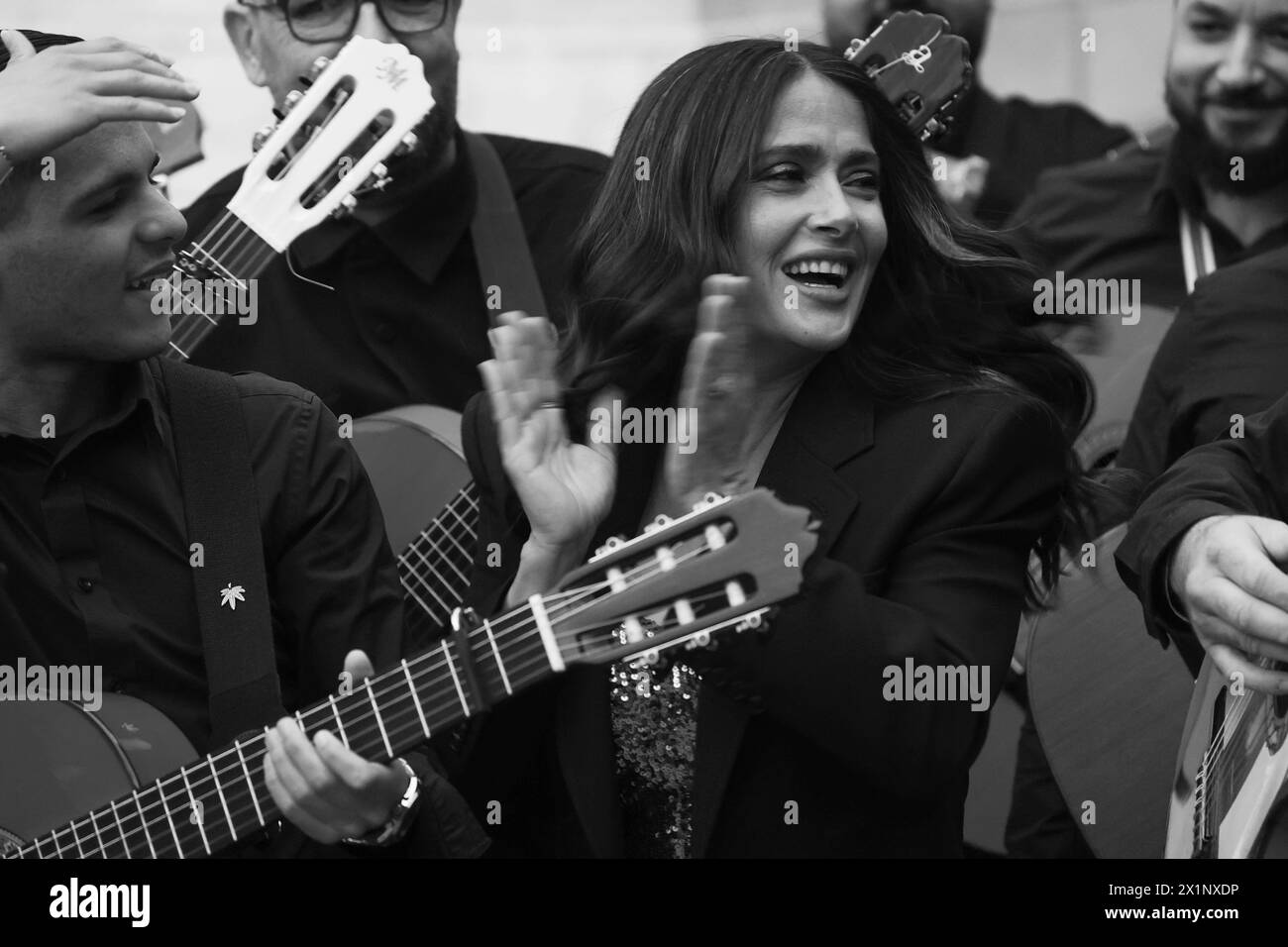 Venise, Italie. 17 avril 2024. Événement privé organisé par Mr. et Mme Pinault à la Fondation Giorgio Cini à Venise sur la photo : Salma Hayek crédit : Agence photo indépendante/Alamy Live News Banque D'Images
