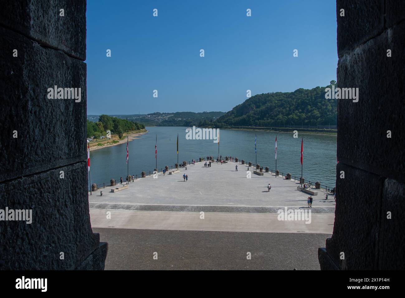 La vue sur le Deutsches Eck à Coblence Banque D'Images