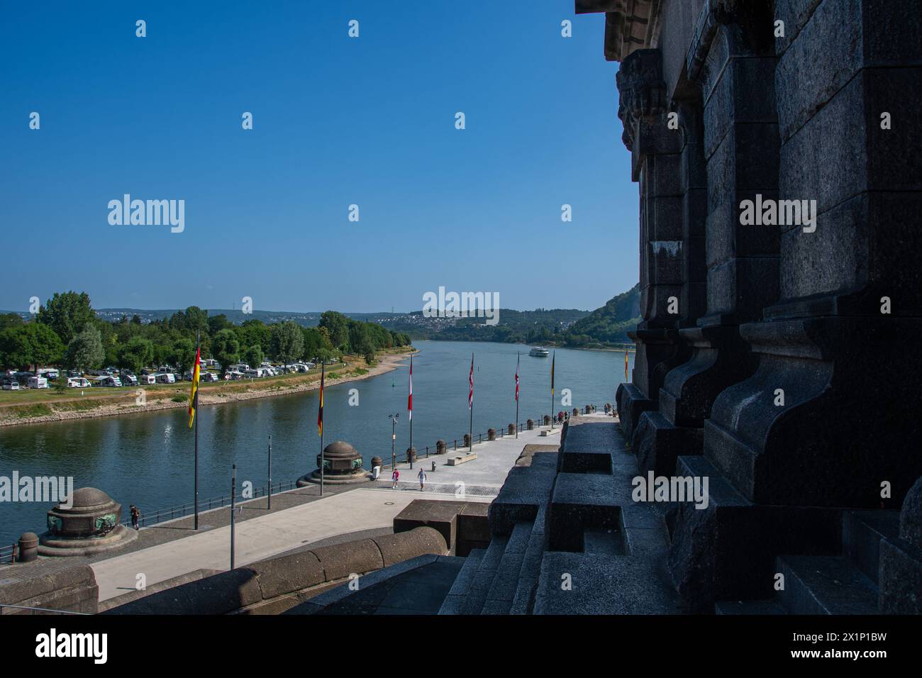 La vue sur le Deutsches Eck à Coblence Banque D'Images