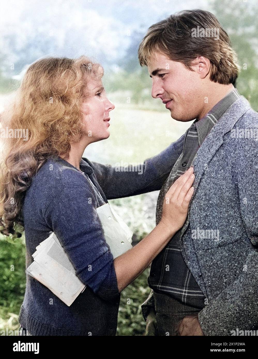 Laurie Prange, Don Johnson, sur le plateau de la série télévisée, 'What Really Happen to the Class of '65?', épisode : Class Crusader, NBC-TV, 1978 Banque D'Images