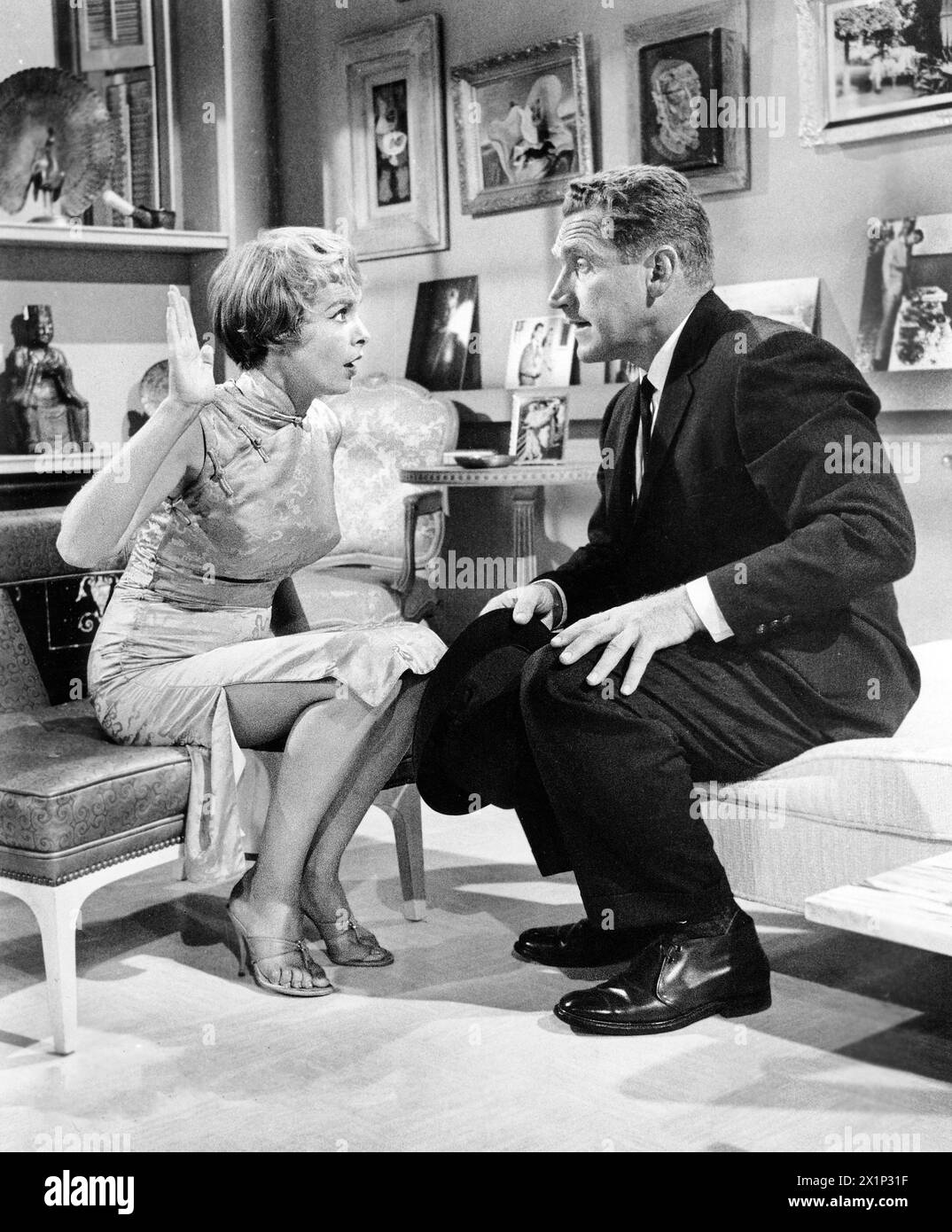 Janet Leigh, James Whitmore, sur le plateau du film, 'Who Was That Lady', Columbia Pictures, 1964 Banque D'Images